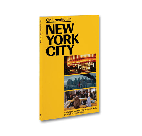 A24 film book titled "On Location in New York City," featuring a cover with cityscape imagery and NYC landmarks.