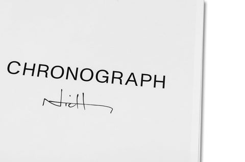 Close-up of SPBH Editions chronograph photography book cover featuring detailed design and typography.