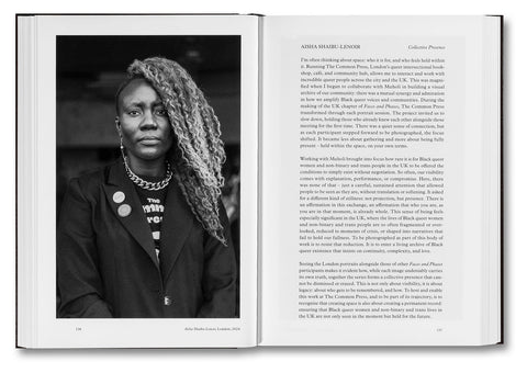 Close-up of the cover of Faces and Phases photography book by MACK, showcasing black-and-white portrait photos.