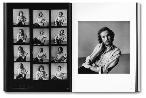 Photographic contact sheet from Hujar:Contact photography book by MACK, featuring black and white images of various subjects.