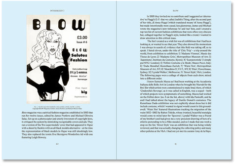 Interior view of "Prefigured: Fashion and Exhibition-Making" book by SPBH Editions, showing pages with fashion and design illustrations.