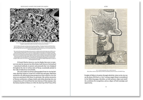 Inside view of "Prefigured: Fashion and Exhibition-Making" book by SPBH Editions, featuring pages with fashion and exhibition design images.