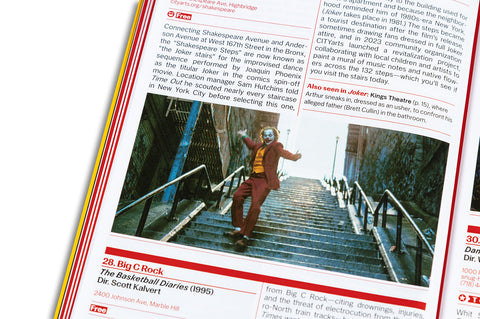 A24 film book titled "On Location in New York City" featuring a detailed image of New York City landmarks on the cover.